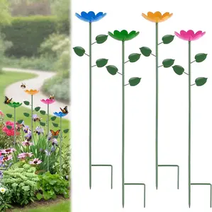 4 Pack Bee Watering Station with Larger Capacity,  Colorful Bee Water Feeder, Durable Metal Butterfly Bee Baths for Garden, Bee Cups with Flower Design for Outdoor Garden Decor