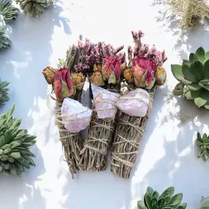 Rose quartz, cedar, sage, lavender, rosemary, amethyst, rose, palo santo, obsidian, bay leaf, cinnamon: For Space Purification and Attraction of Wealth, Love, and Harmony