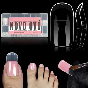 Reusable Full Cover Molds for French Tip Acrylic Toenails, Nail Art Design Molds for Pedicure, 300 Pcs Toe Dual Nail Forms for Poly Gel Toenail Extension, for Salon & DIY at Home 15 sizes