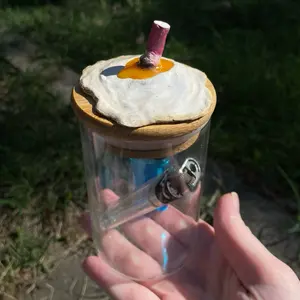 “runny habit” glass stash jar (pink version)