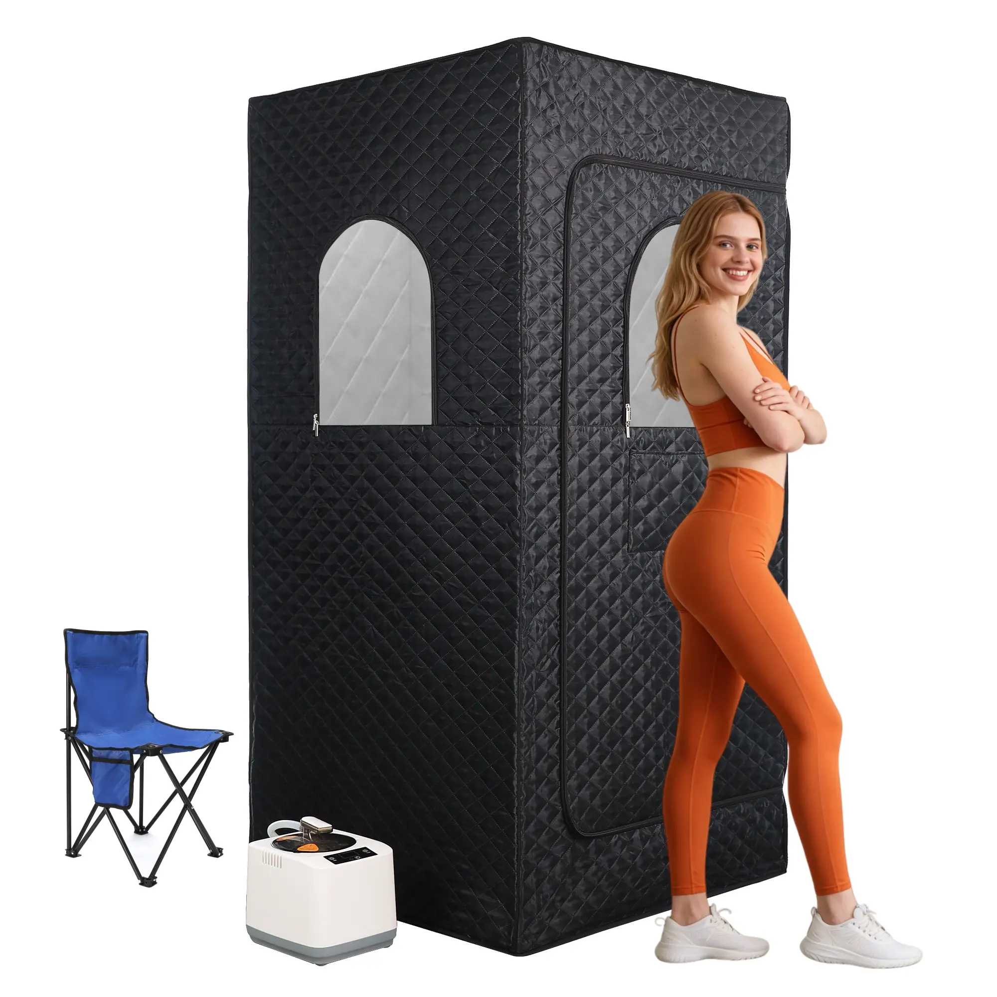 Portable Large Home Steam Sauna Tent with 3L High-Capacity Steamer, 1200W Power, Foldable Chair, Remote Control for Indoor Personal Use
