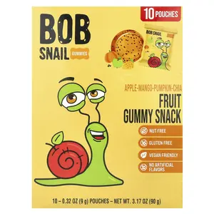 Bob Snail Fruit Gummy Snack, Apple-Mango-Pumpkin-Chia, 10 Count, 0.32 oz (9 g) Each