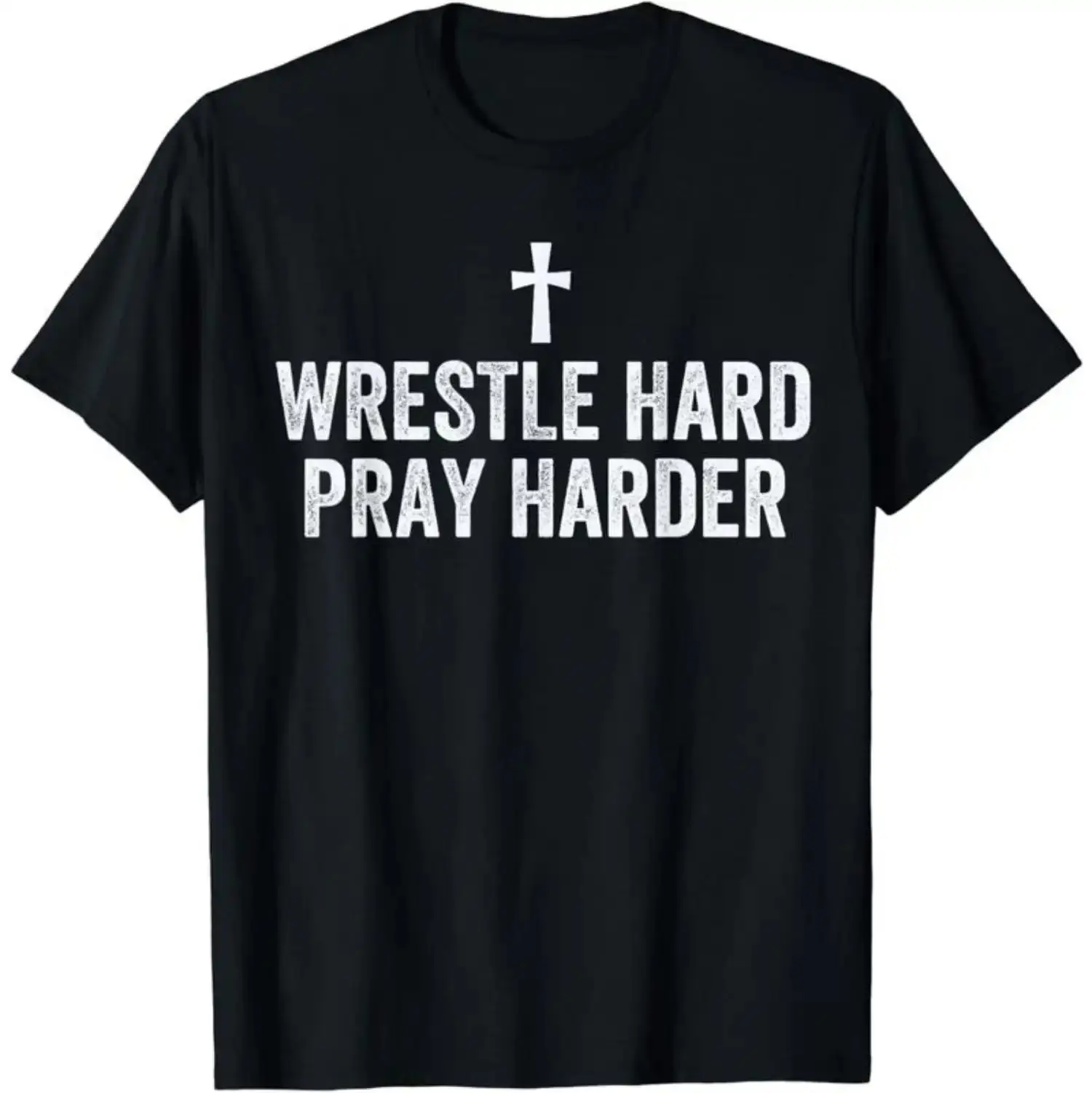 Oversized Christian Wrestling Graphic T-Shirt for Men, 100% Cotton Relaxed Fit Short Sleeve Top for Faithful Athletes