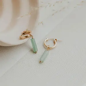 Hello Adorn Seafoam Gemma Hoop Earring Charms - Any Occassion Stone Jewelry - Women's Fashion Accessory