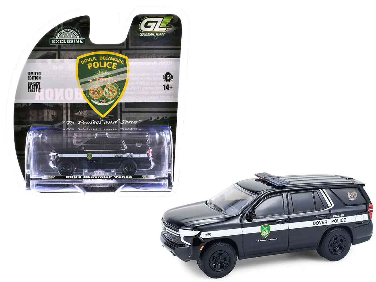 Greenlight Diecast Car 1/64 2024 Chevrolet Tahoe Police Pursuit "Dover Police"