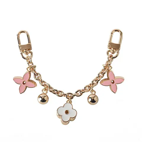 Cute Clover Bag Charm Chain in White and Pink, Elegant Handbag Pendant for Mom, Perfect Mother's Day Present Idea