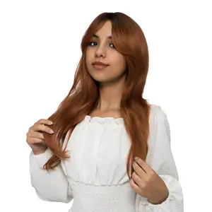 20-Inch Auburn Orange Sombre (Darker Roots) Layered Wavy Cut Synthetic Wig | 【Heat Resistant】【Cap Included】 |  #11 FSGA