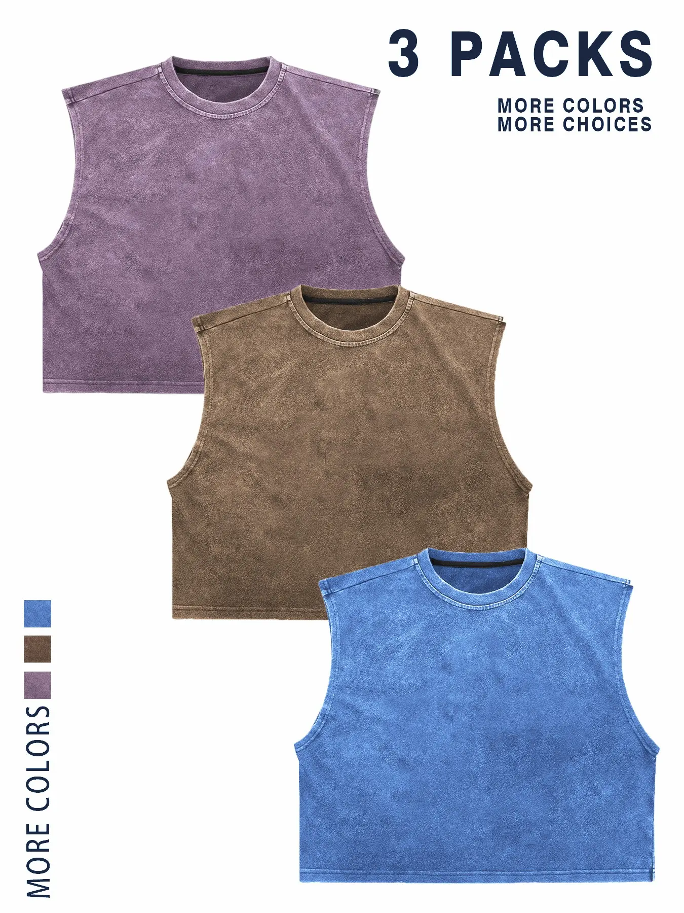 【TDOTW】4-Pack Acid-Wash Sleeveless Tank Tops Workout Tanks – Men's Casual Daily & Workout Outfits, Soft Cotton Blend Fabric, Relaxed Fit, 4-Pack Set, Multi-Color Washed Style, Menswear 【TDOTW】4-Pack Acid-Wash Sleeveless Tank Tops Workout Tanks – Men's Casual Daily & Workout Outfits, Soft Cotton Blend Fabric, Relaxed Fit, 4-Pack Set, Multi-Color Washed Style, Menswear