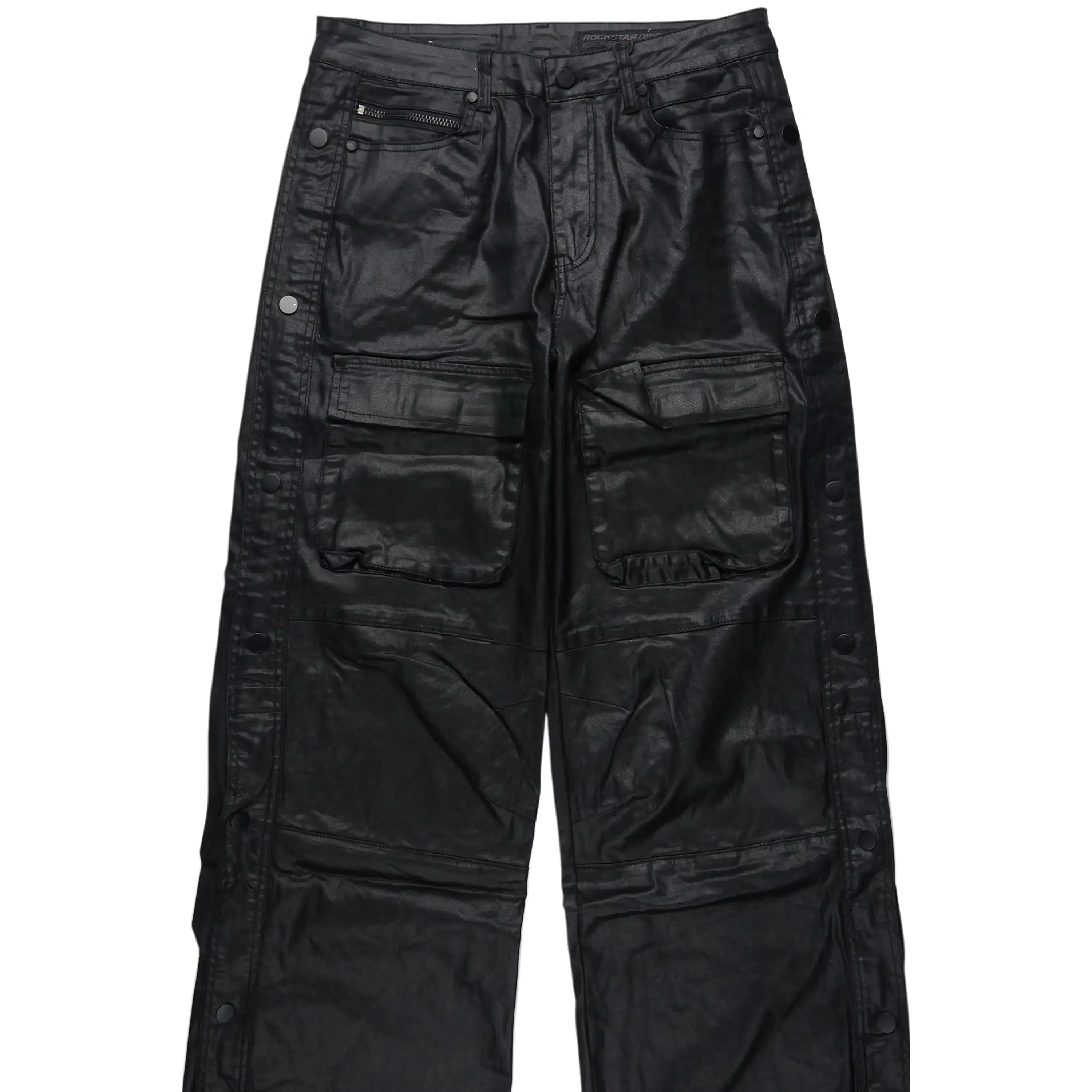 Yuri Black Baggy Cargo Flare Coated Pant - TikTok Shop