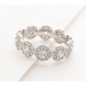 Diamonique Classics Halo Eternity Band Ring, Sterling Silver