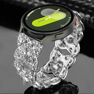 Bracelet strap compatible with Samsung Galaxy Watch 7 FE 6 5 40/44mm/Pro 45mm, Watch 4 40/44mm, Active 2 40/44mm, Watch 6 Classic 42/43/46/47mm, Watch 3 41mm 20mm Women's Diamond Shiny Elastic Strap, Smart watch accessories