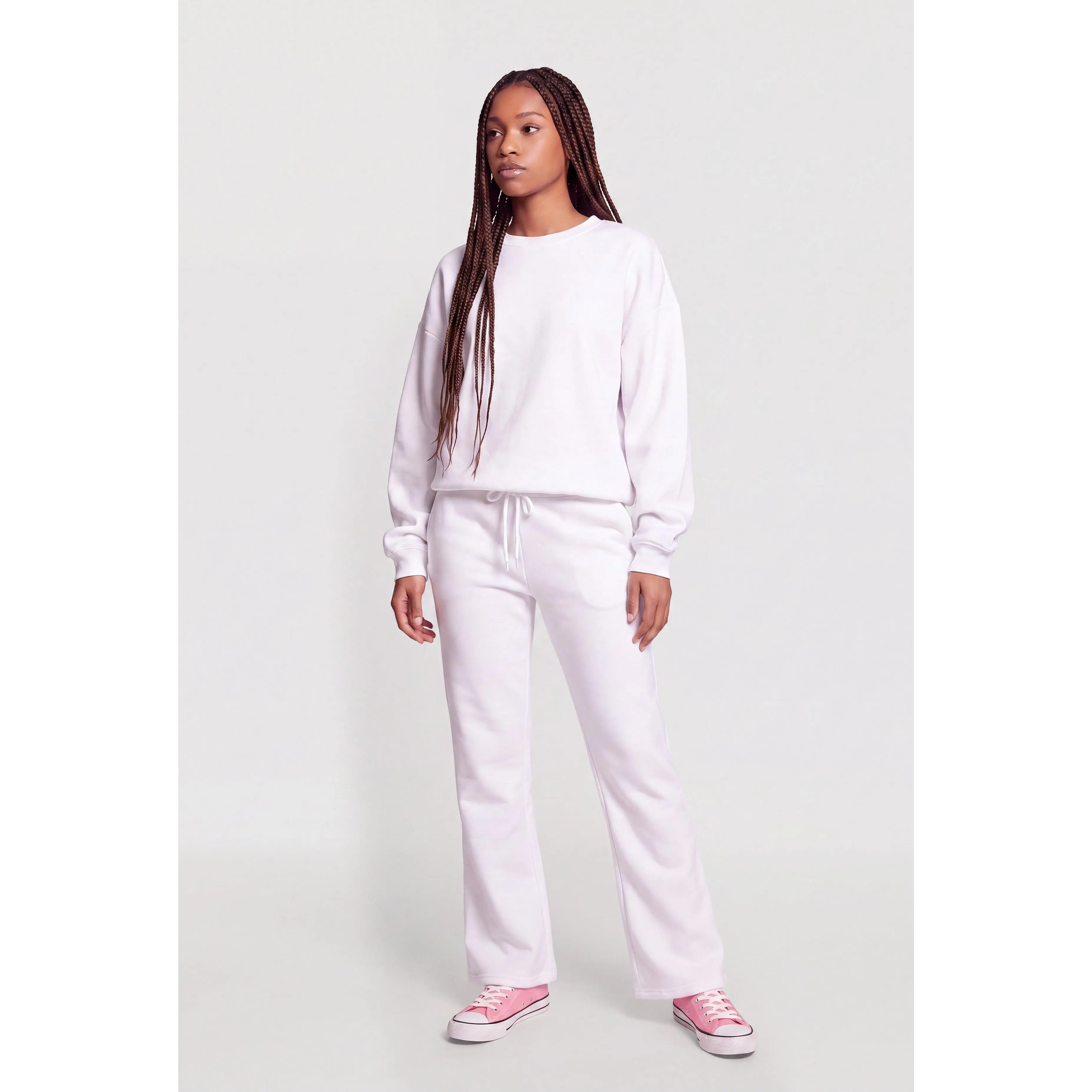 Drawstring Waist Flare Leg Fleece Sweatpants