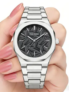 1pc Men's Quartz Watch with Luxurious Decorative Style, Adjustable Strap, Waterproof Wrist Watch, Luminous Design for Daily Wear & Outdoor Activities