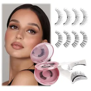 Magnetic Eyelashes Natural Look 2 Pairs Fluffy False Eyelashes Reusable Magnetic Lashes Kit with Applicator No Glue Needed Easy to Wear and Remove (604+079)
