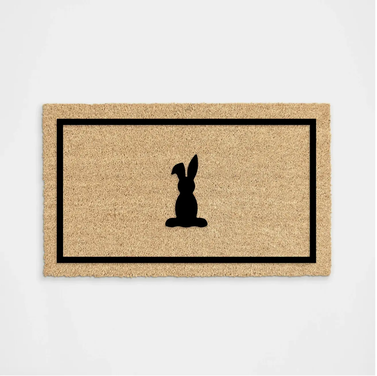 Easter Bunny Border Doormat Spring Time Entryway Decoration Handcrafted Flocking Process Bold Long-lasting Textured Vibrant Front Porch Decor