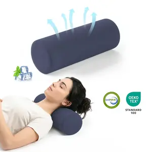Ruizman Neck Roll Pillow for Neck Pain Relief - Memory FoamRound Pillow for Bed, Cooling Ice Silk Fabric, 15.7x6x6 inch,OEKO-TEX Certified, Multifunctional Cervical Support, AlsoIdeal as a Pillow Under the Hips