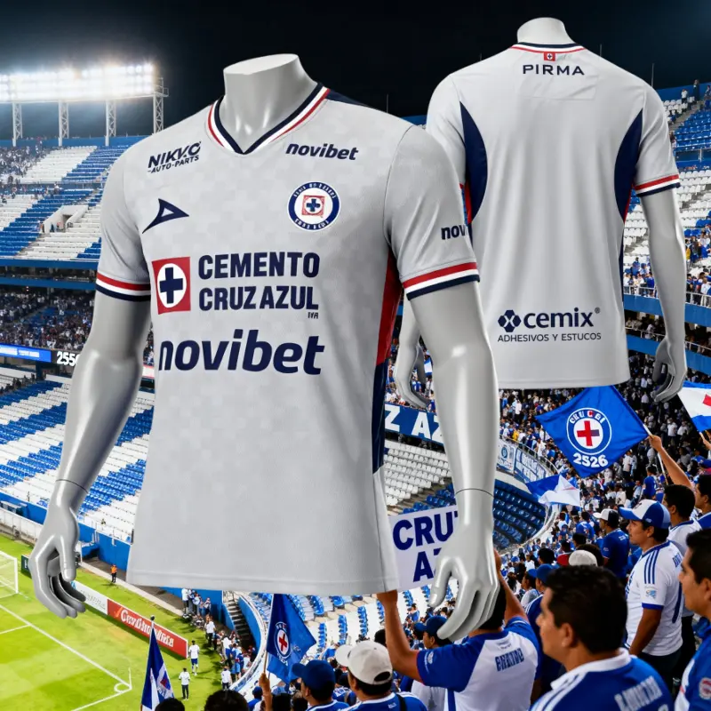 2526 Mexico League  Cruz Azul Away Gray Short Sleeve Top Football Jerseys LIGAMX Fan Edition