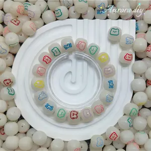 [NEW] K68-11*12mm Cute Cartoon Animal Painted Barrel Bodhi Beads| Kawaii DIY Jewelry Craft Supplies