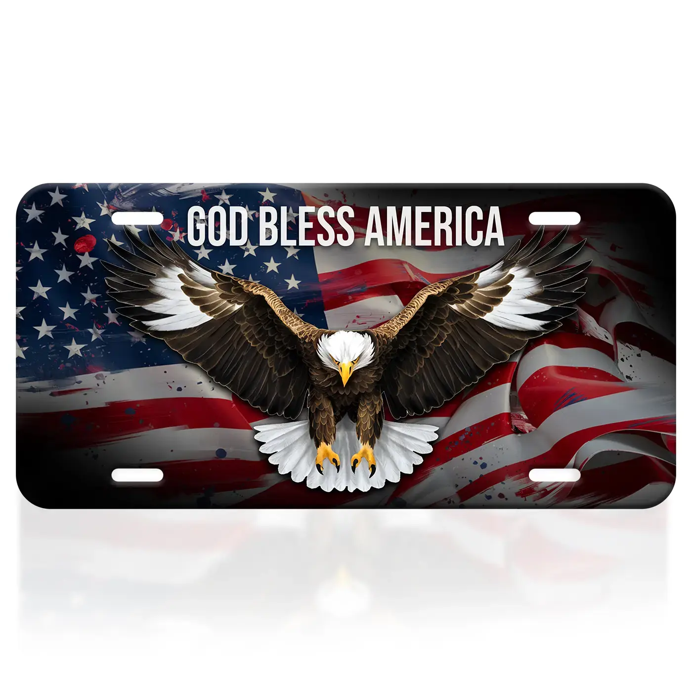 God Bless American Flag License Plate USA Flag License Plate Patriotic Eagle Vanity Plate for Car Accessory Vanity Tag for USA Standard Size 12 X 6