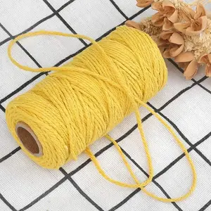 Yellow Twine String, 328 Feet Easter Bakers Twine String, 2MM Heavy Duty Packing String for Easter DIY Crafts, Present Decoration, Gift Wrapping, Craft Wrapping
