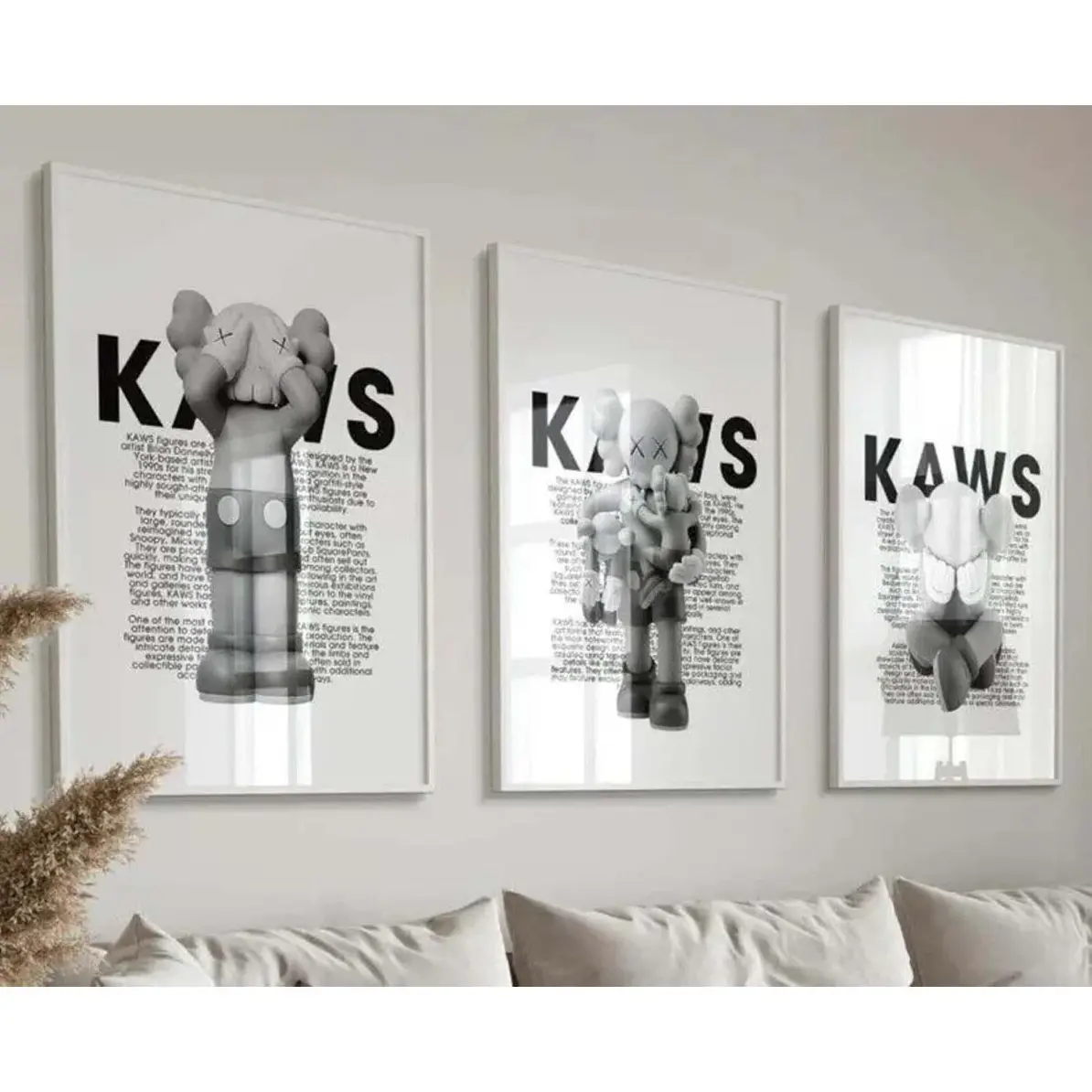Figure Poster Set of 3 KAWS Room Decor Wall Art Poster Unframed HD Print Home Office Decor Unique Trendy Christmas Gift