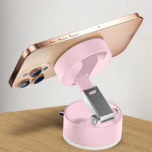 Vacuum Magnetic Suction Cup Folding & Rotating Bracket, Universal Vacuum Rotating Bracket, Mobile Phone Bracket for Home Office, Adjustable Cellphone Holder