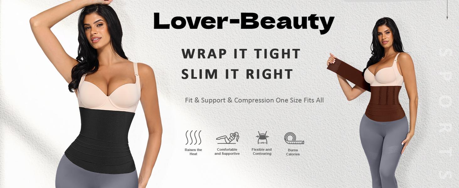 LOVERBEAUTY Waist Trainer for Women Sauna Trimmer Belt Girdle Waist Cincher Tummy Wrap Plus Size Snatch Me Up