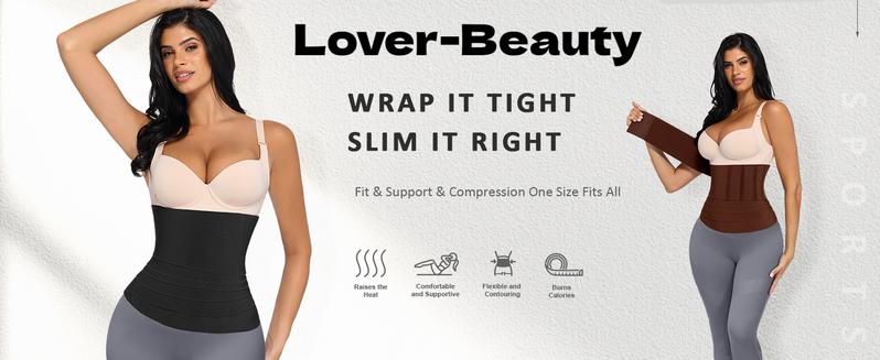 LOVERBEAUTY Waist Trainer for Women Sauna Trimmer Belt Girdle Waist Cincher Tummy Wrap Plus Size Snatch Me Up