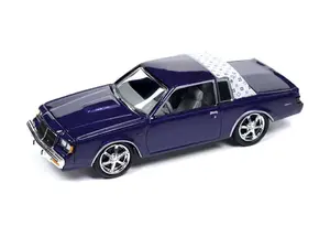 1987 Buick Regal T-Type Custom – Metallic Purple w/ White Top Diecast 1:64 Scale Model - Johnny Lightning JLCP7475