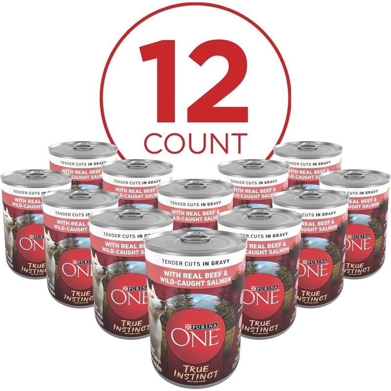 Purina ONE True Instinct Tender Cuts in Dog Food Gravy with Real Beef & Wild-Caught Salmon - Pack of 12 13 oz Cans Pet Products