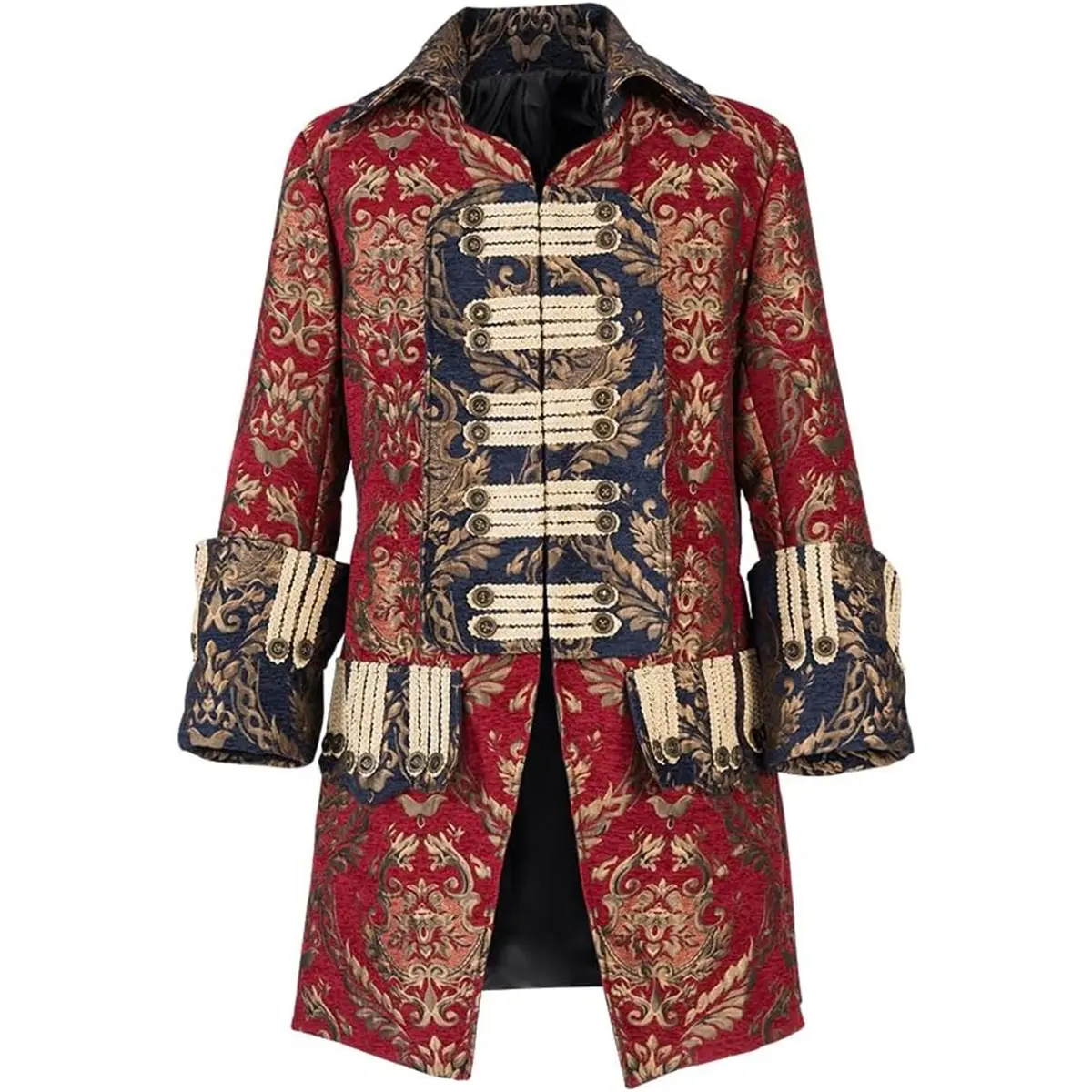 Men‘s Steampunk Vintage Tailcoat Jacket Gothic Victorian Frock Coat Buccaneer Pirate Costume