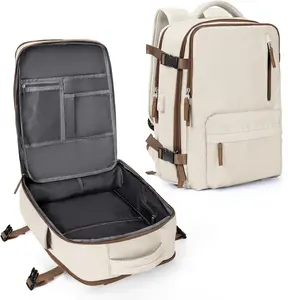 Travel Backpack Women, Carry On Backpack for Men, Hiking Laptop Backpack Waterproof Outdoor Sports Rucksack Casual Daypack, Beige Brown