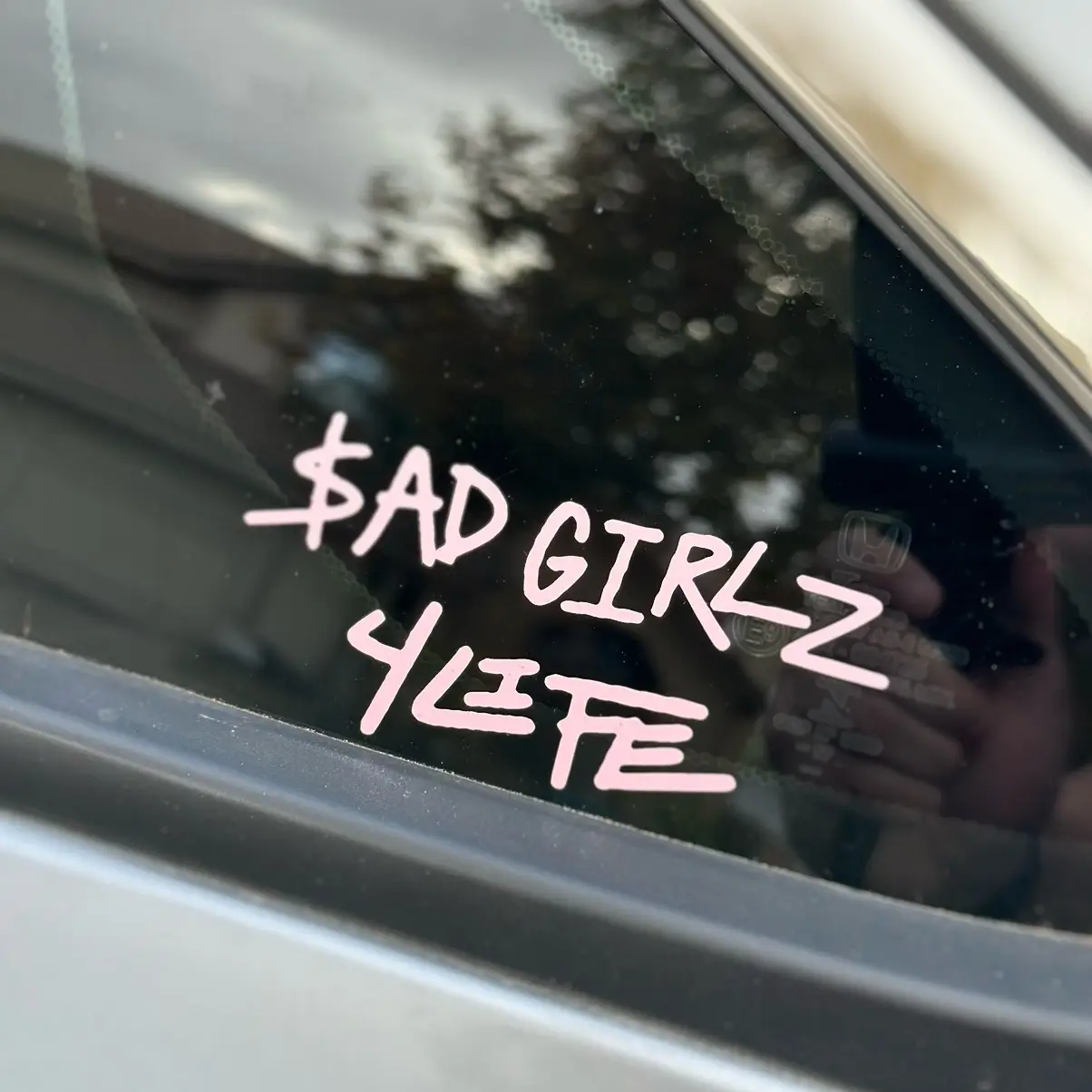 Sad GirlZ 4Life Decal - Pink Sticker on Window Expression and Emotional Support Sticker For Cars