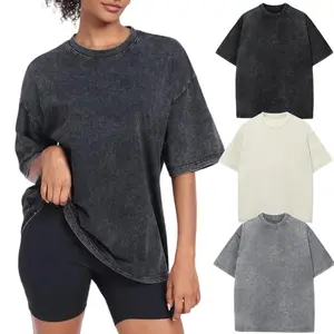 3Pack Womens Vintage Oversized T Shirts Acid Washed Baggy Cotton Tee Workout Gym Shirts Boyfriend Short Sleeve Tops