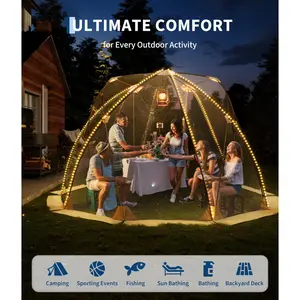 10x10 FT Transparent Bubble Tent, 540° Panoramic Dome Camping Shelter, Weather Resistant Portable Clear Tent, Large Space Outdoor Gazebo for 4-6 People, Perfect for Party, Fishing, Sports Events & Backyard-party gift