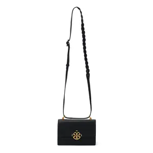 Tory Burch Miller Mini Crossbody Bag with Signature Double-T Logo, Chain Strap, and Textured Leather