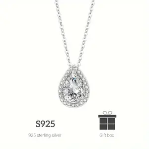 【Gift For Mom】Water Drop 5A+ Zirconia Pendant Necklaces For Women, 925 Sterling Silver Drop Necklaces,Stylish And Luxurious Design For Birthday, Anniversary Valentine's Day, New Year, Comes With A Gift Box!