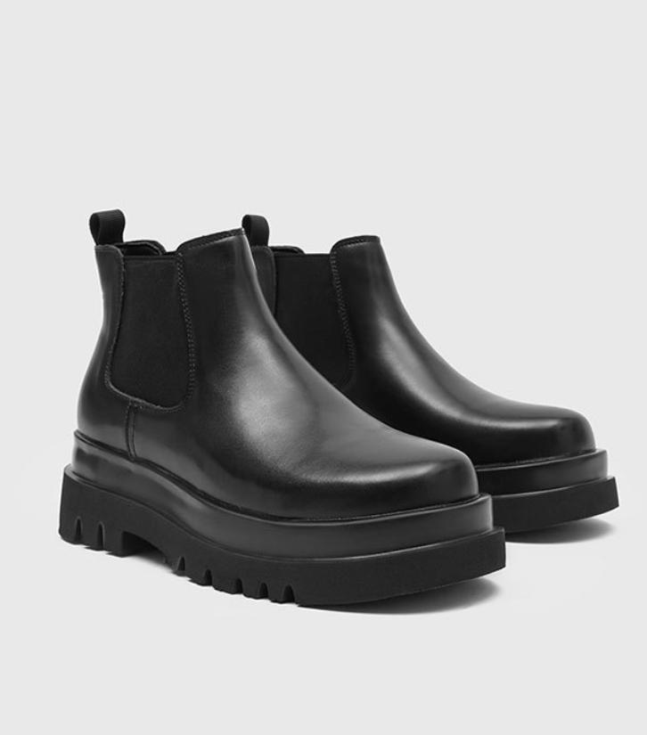 Men's Platform Chelsea Boots Black Height Increase Cleanfit Casual Business