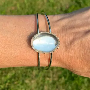 Clear Quartz Cuff Bracelet natural gemstone #handcrafted