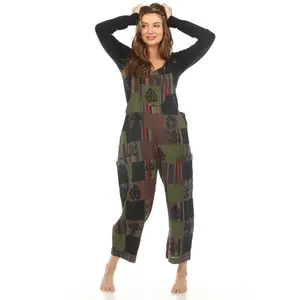 Womens Patchwork Overalls