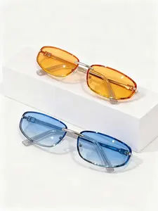 Women's Vintage Oval Frame Metal Fashion Glasses Decorative Lens Feature, Outdoor Travel Street Photography Party Beach Tour Eyewear Designed For Outdoors, Casual Plain Design Distinctive Oval Shape Plain Pattern Type