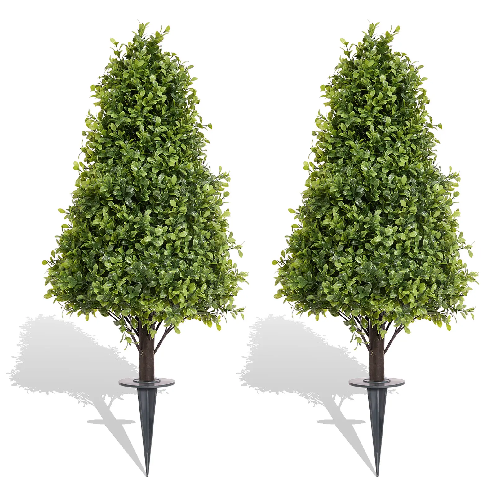 2 Or 4 Pack Large Artificial Faux Cedar Cypress Topiary Trees 3FT With Ground Spikes, UV Resistant Realistic Evergreens For Garden, Porch, Patio, Backyard Or Indoor Decoration, Perfect For Housewarming Gifts