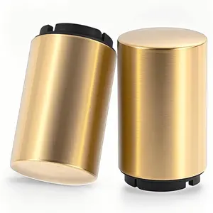 Automatic  Bottle Opener with  Cap, Stainless Steel One-Handed Lid Opening Spring Loaded Push&Pop Bottle Opener for Home Bars Picnic Camping Hiking(2PCS)