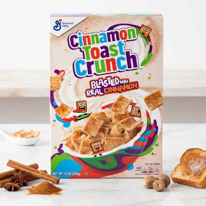 Cinnamon Toast Crunch Breakfast Cereal Mix - Crispy Cinnamon Food for Pairing with Milk, Contains Soy, 12 oz