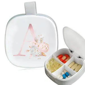 Portable Pill Case Mini Medicine Box, 4 Compartments Waterproof Dustproof, Easy to Clean, Safe Closure, Ideal for Travel, Flower Design