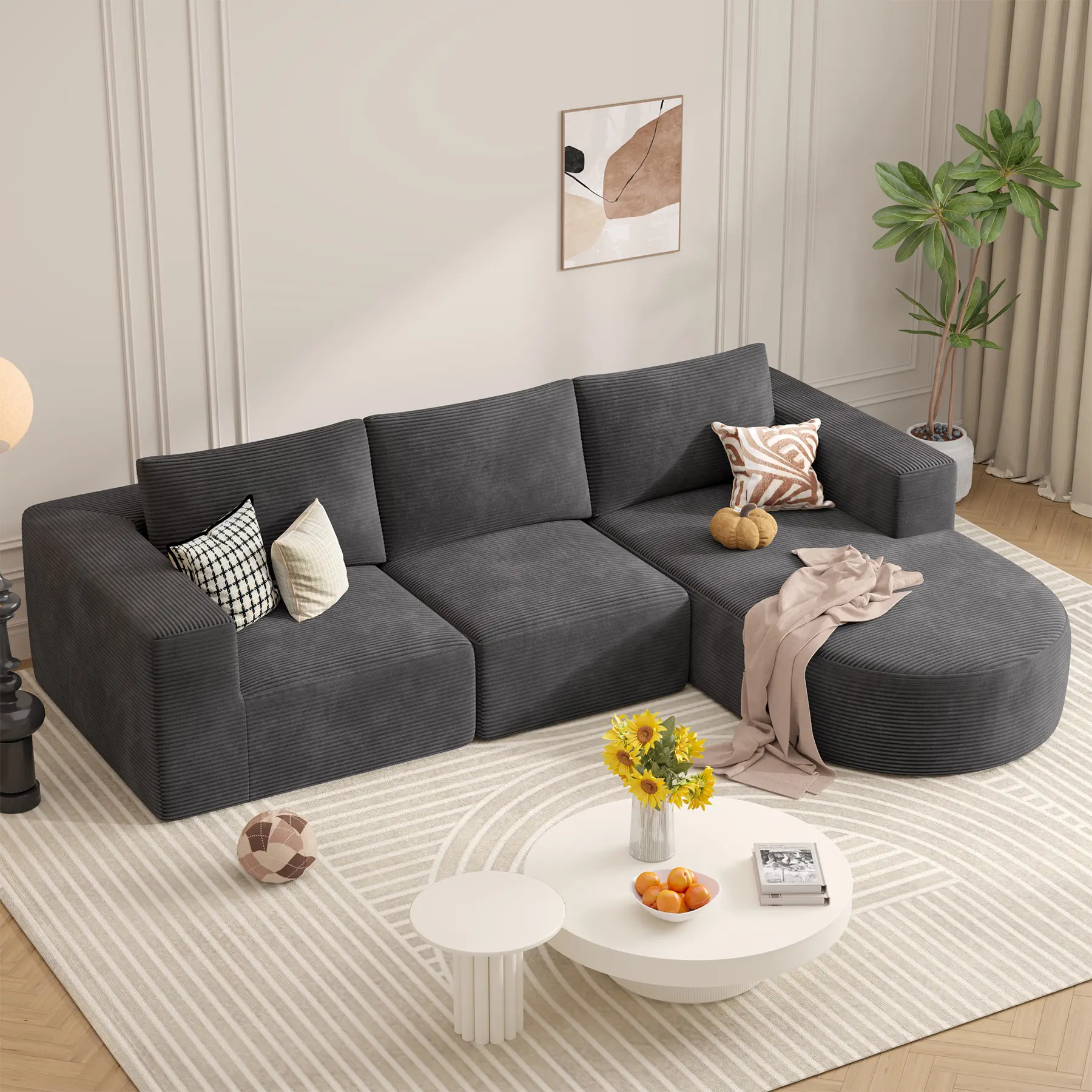 Grey -Right Facing Chaise