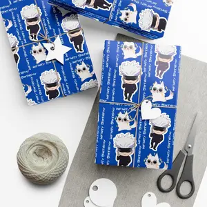 Gojo Satoru Birthday Wrapping Paper – Jujutsu Kaisen Anime Gift Wrap, Blue Infinity Theme JJK Gift Wrapping Paper for Otaku Fans, Holiday & Birthday Gifts