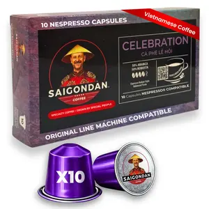 Celebration Coffee Pods - | Espresso Roast, Italian Style | Vietnamese Single Origin | Robusta & Arabica Blend | Compatible with All Nespresso Original Line Machines | 10 Capsules