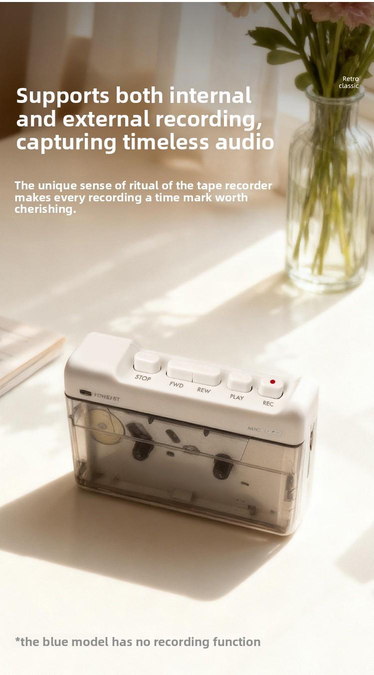 2026 New Model Heavy Bass Effect Cassette Player Nostalgic Dual Headphone Output English Listening Player