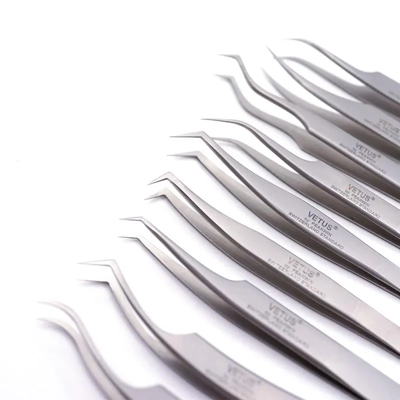 VETUS SA Tweezers Super Precision Hyperfine Anti-magnetic Anti Acid Pincers for Eyelash Grafting Brand New 9 Style Forceps 2026 New